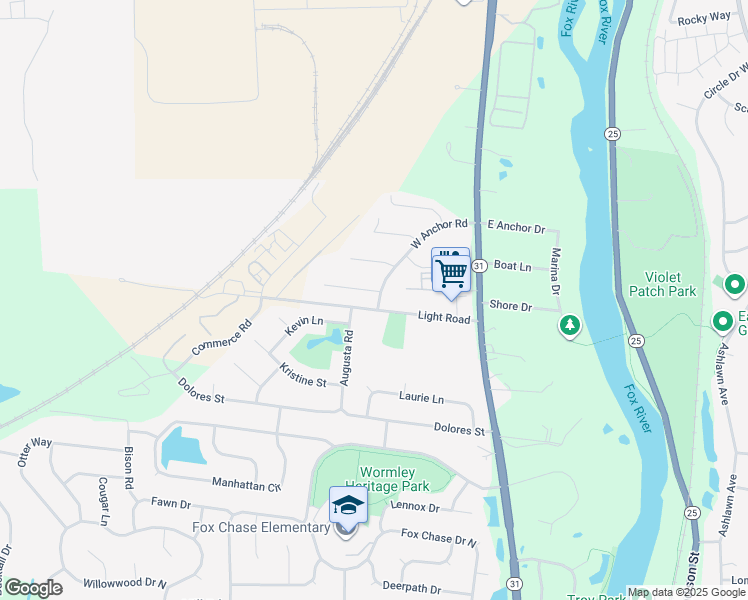 map of restaurants, bars, coffee shops, grocery stores, and more near 1 Shore Court in Oswego