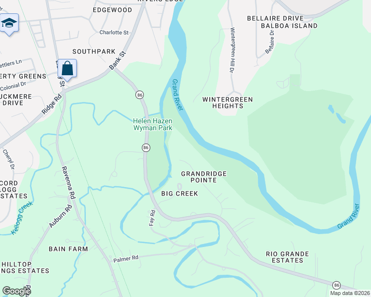 map of restaurants, bars, coffee shops, grocery stores, and more near 6175 Grandridge Pointe Drive in Painesville