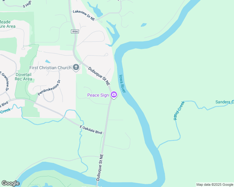 map of restaurants, bars, coffee shops, grocery stores, and more near 3168 Dubuque Street Northeast in Iowa City