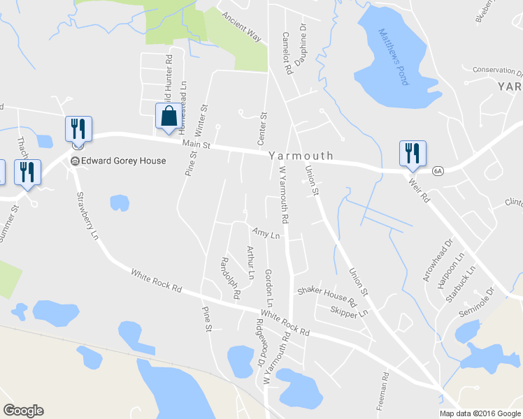 map of restaurants, bars, coffee shops, grocery stores, and more near 26 Fortune Road in Yarmouth
