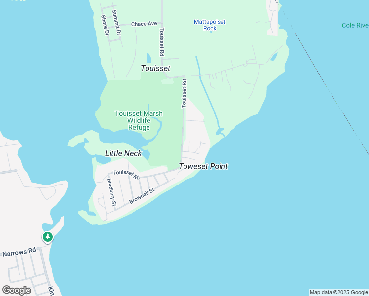 map of restaurants, bars, coffee shops, grocery stores, and more near 7 Touisset Road in Warren