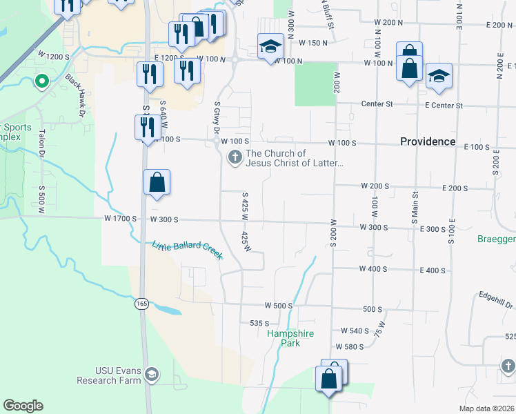 map of restaurants, bars, coffee shops, grocery stores, and more near 265 375 West in Providence