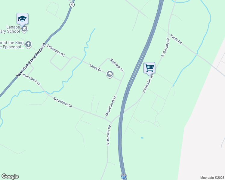 map of restaurants, bars, coffee shops, grocery stores, and more near 15 Maplebrook Lane in New Paltz