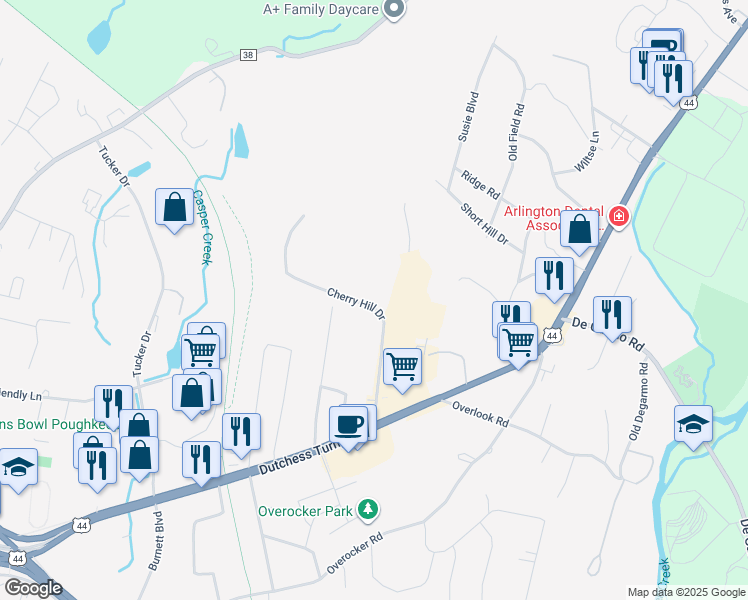 map of restaurants, bars, coffee shops, grocery stores, and more near 304 Cherry Hill Drive in Arlington