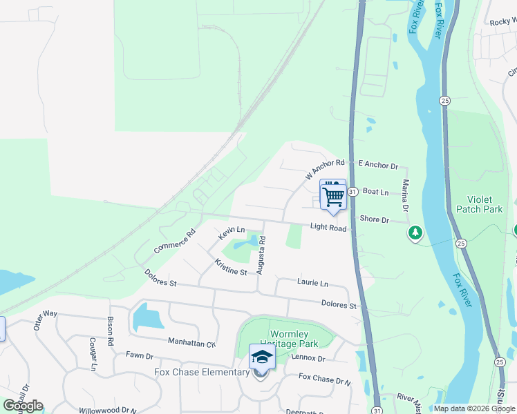 map of restaurants, bars, coffee shops, grocery stores, and more near 11 Shore Court in Oswego