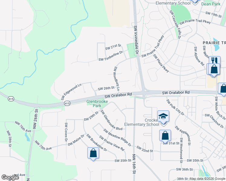 map of restaurants, bars, coffee shops, grocery stores, and more near 3107 Southwest 26th Street in Ankeny