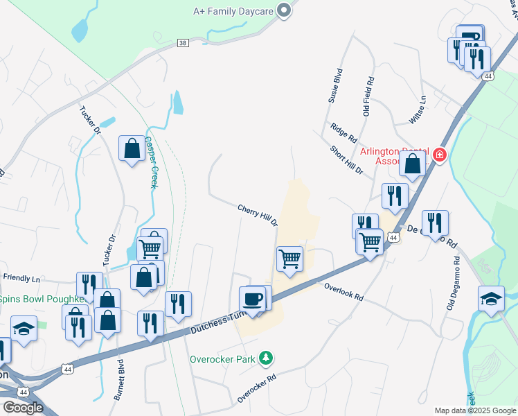 map of restaurants, bars, coffee shops, grocery stores, and more near 304 Cherry Hill Drive in Arlington