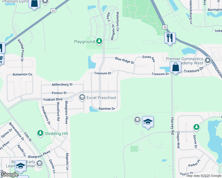 map of restaurants, bars, coffee shops, grocery stores, and more near 468 Raintree Drive in Oswego