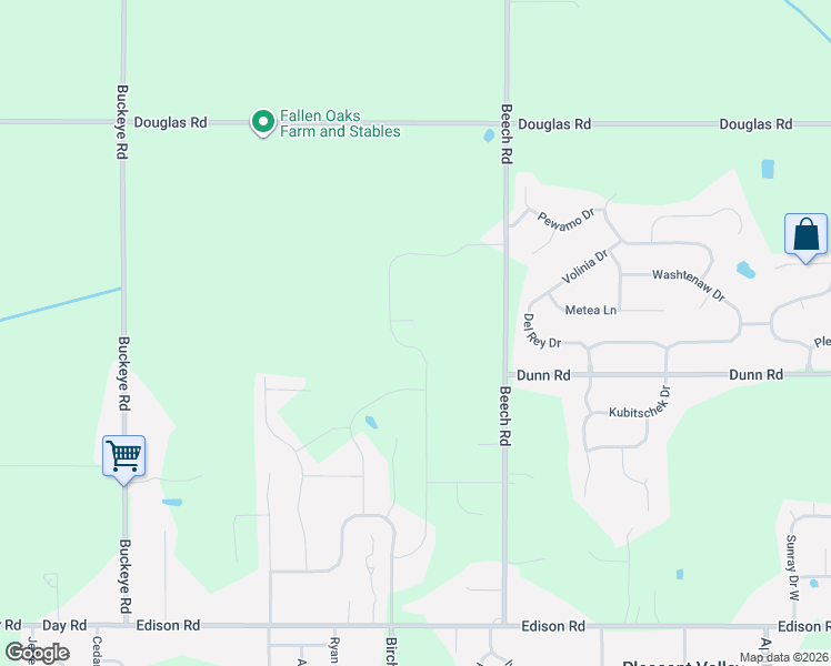 map of restaurants, bars, coffee shops, grocery stores, and more near 54345 Beech Road in Osceola