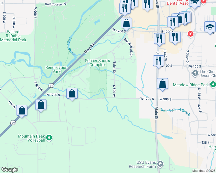 map of restaurants, bars, coffee shops, grocery stores, and more near in Logan