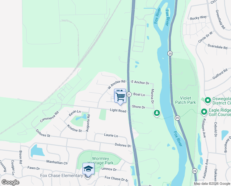 map of restaurants, bars, coffee shops, grocery stores, and more near 103 Harbor Drive in Oswego