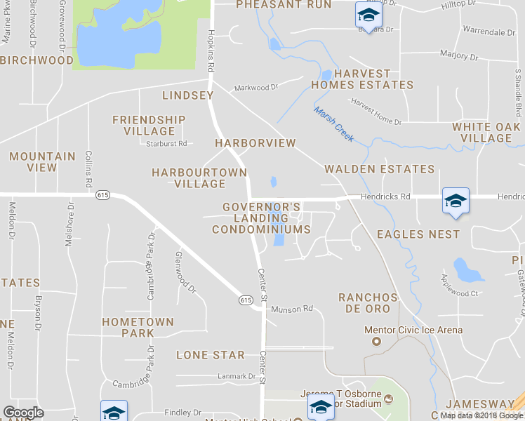 map of restaurants, bars, coffee shops, grocery stores, and more near 6101 Center Street in Mentor