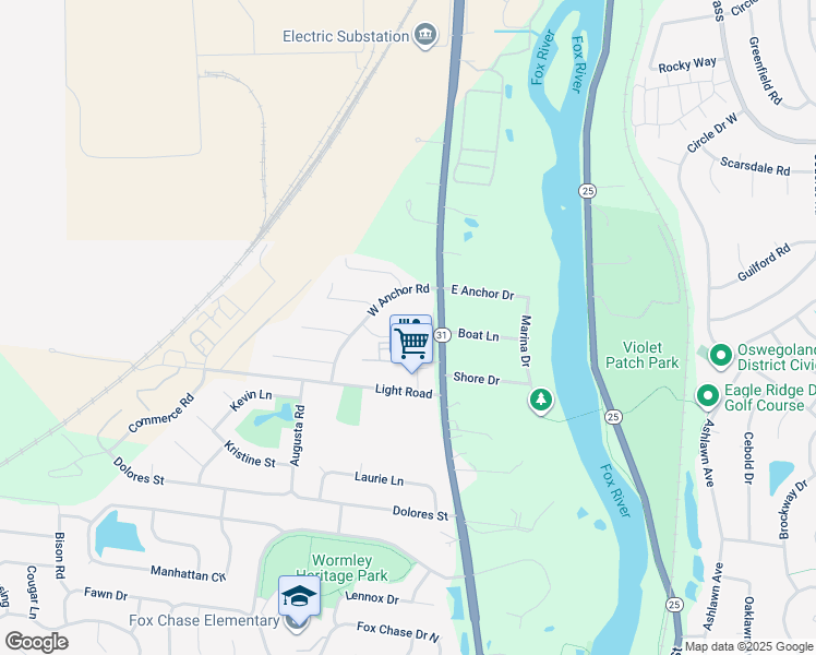 map of restaurants, bars, coffee shops, grocery stores, and more near 109 Harbor Drive in Oswego