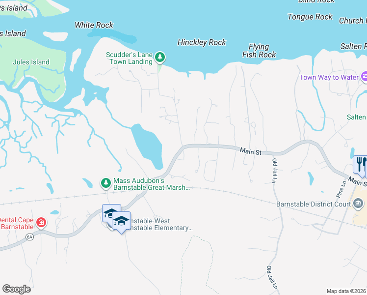 map of restaurants, bars, coffee shops, grocery stores, and more near Massachusetts 6A in Barnstable