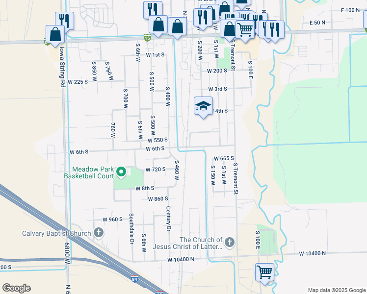 map of restaurants, bars, coffee shops, grocery stores, and more near 320 West 6th South in Tremonton
