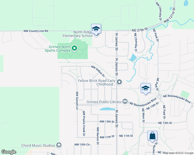 map of restaurants, bars, coffee shops, grocery stores, and more near 2009 NW Calista St in Grimes