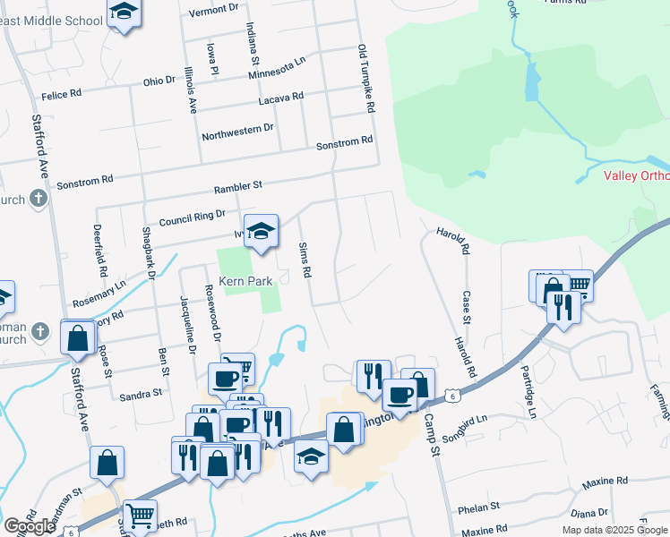 map of restaurants, bars, coffee shops, grocery stores, and more near 207 Marcia Drive in Bristol