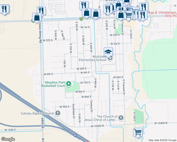 map of restaurants, bars, coffee shops, grocery stores, and more near 463 West 6th South in Tremonton