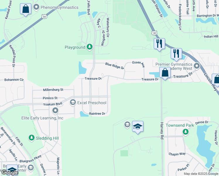 map of restaurants, bars, coffee shops, grocery stores, and more near 475 Raintree Drive in Oswego