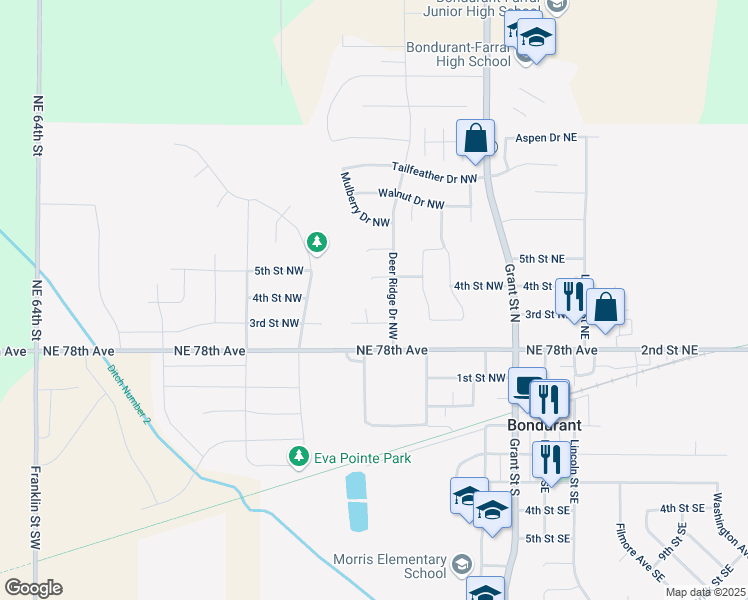 map of restaurants, bars, coffee shops, grocery stores, and more near 306 Crossing Ct NW in Bondurant