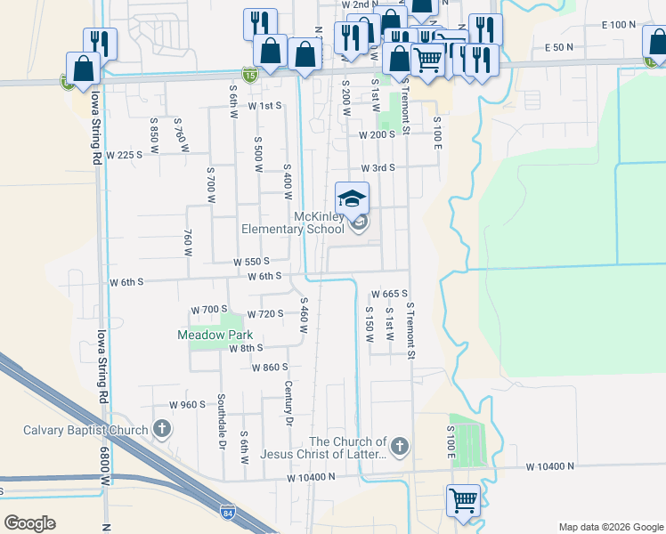 map of restaurants, bars, coffee shops, grocery stores, and more near 296 West 6th South in Tremonton