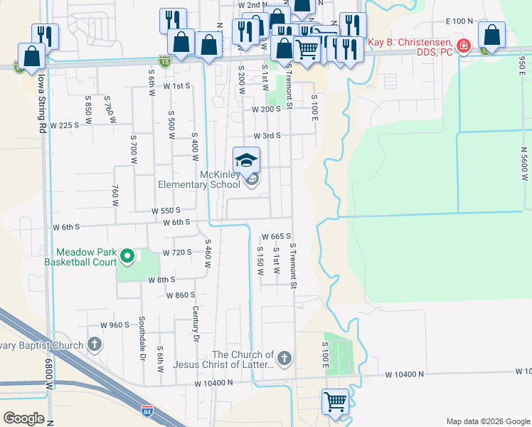 map of restaurants, bars, coffee shops, grocery stores, and more near 560 South 100 West in Tremonton