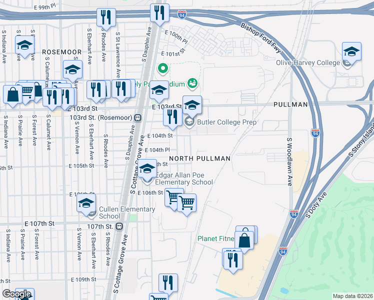 map of restaurants, bars, coffee shops, grocery stores, and more near in Chicago