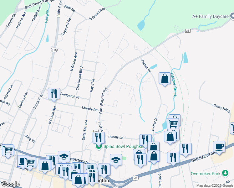map of restaurants, bars, coffee shops, grocery stores, and more near 130 Van Wagner Road in Arlington