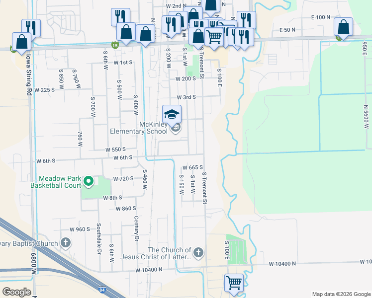 map of restaurants, bars, coffee shops, grocery stores, and more near 560 South 100 West in Tremonton