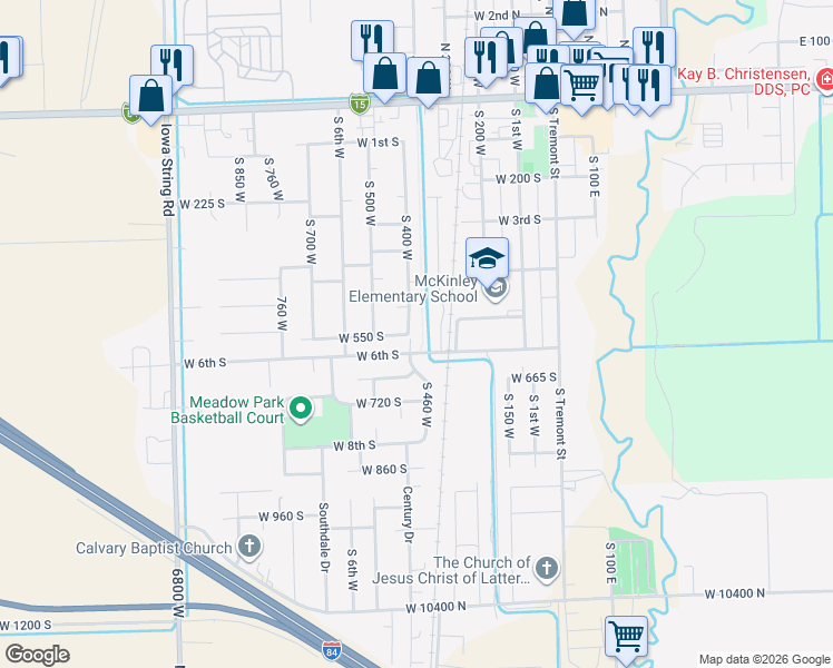 map of restaurants, bars, coffee shops, grocery stores, and more near 541 South 400 West in Tremonton
