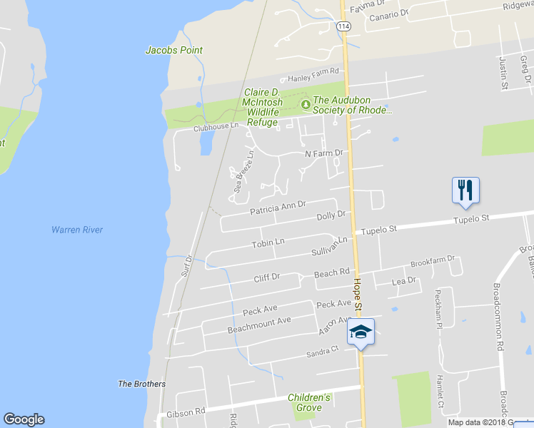 map of restaurants, bars, coffee shops, grocery stores, and more near 24 Patricia Ann Drive in Bristol