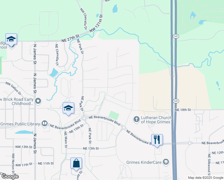map of restaurants, bars, coffee shops, grocery stores, and more near 1002 Northeast 21st Street in Grimes