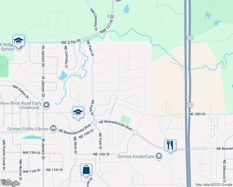 map of restaurants, bars, coffee shops, grocery stores, and more near 1006 Northeast 21st Street in Grimes