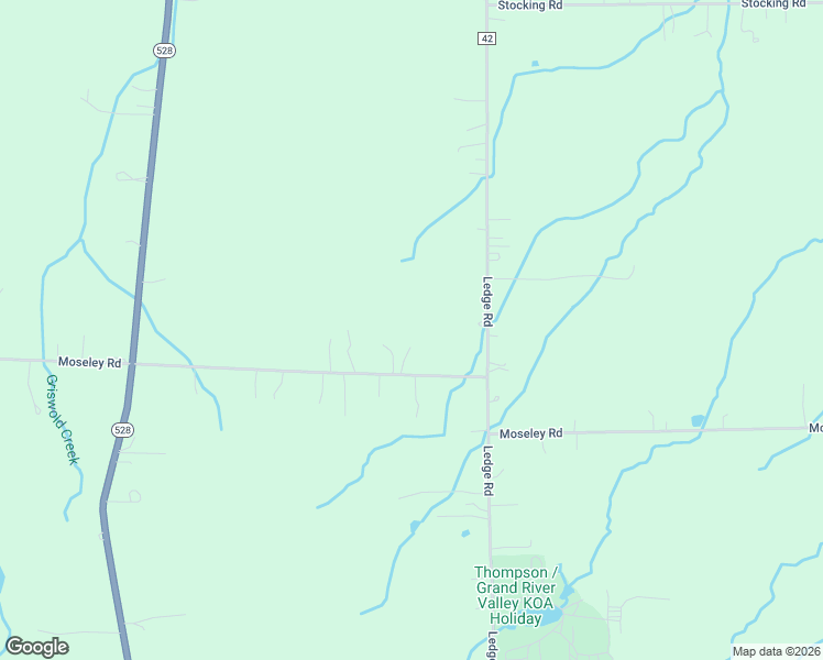 map of restaurants, bars, coffee shops, grocery stores, and more near 16838 Moseley Road in Thompson