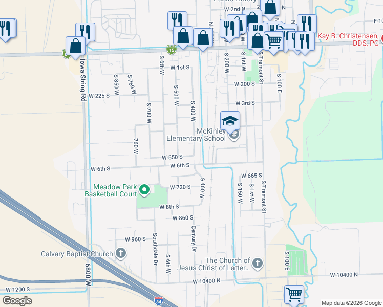 map of restaurants, bars, coffee shops, grocery stores, and more near 410 West 550 South in Tremonton