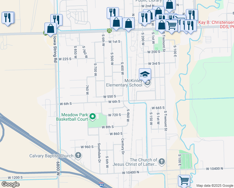 map of restaurants, bars, coffee shops, grocery stores, and more near 454 West 550 South in Tremonton