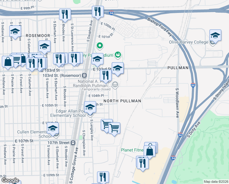 map of restaurants, bars, coffee shops, grocery stores, and more near in Chicago