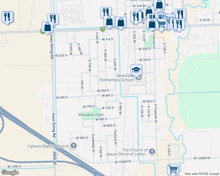 map of restaurants, bars, coffee shops, grocery stores, and more near 527 West 6th South in Tremonton