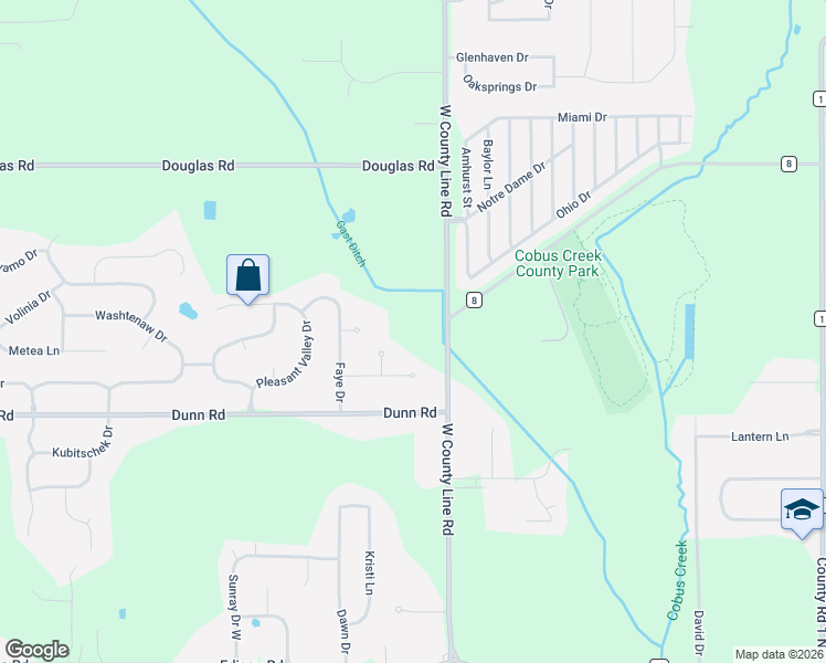 map of restaurants, bars, coffee shops, grocery stores, and more near Venita Court in Osceola