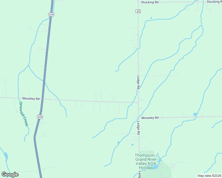 map of restaurants, bars, coffee shops, grocery stores, and more near 16838 Moseley Road in Thompson