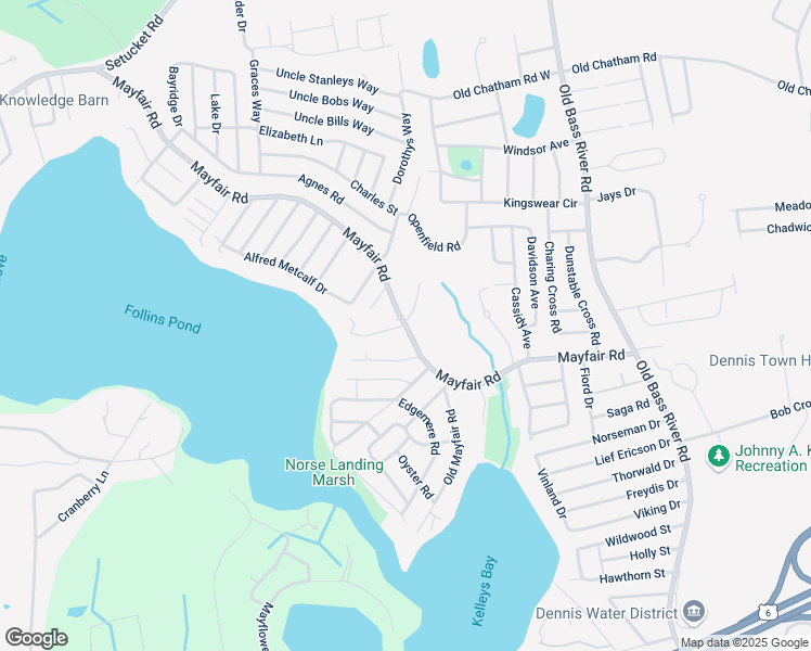 map of restaurants, bars, coffee shops, grocery stores, and more near 2 Follins Pond Road in Dennis