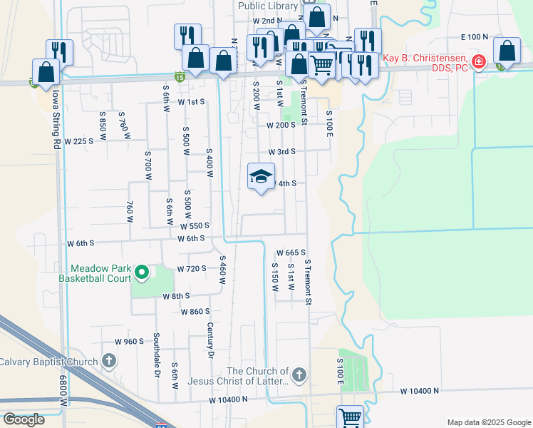 map of restaurants, bars, coffee shops, grocery stores, and more near 120 West 5th South in Tremonton