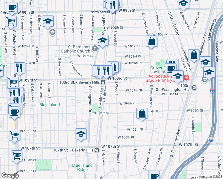 map of restaurants, bars, coffee shops, grocery stores, and more near in Chicago
