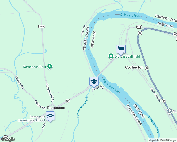 map of restaurants, bars, coffee shops, grocery stores, and more near 1699 River Road in Damascus