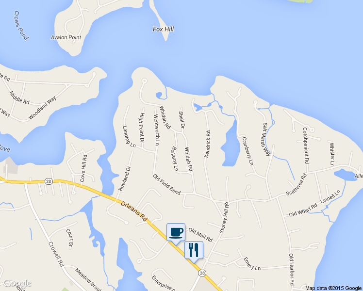map of restaurants, bars, coffee shops, grocery stores, and more near 100 Bellamy Lane in Chatham
