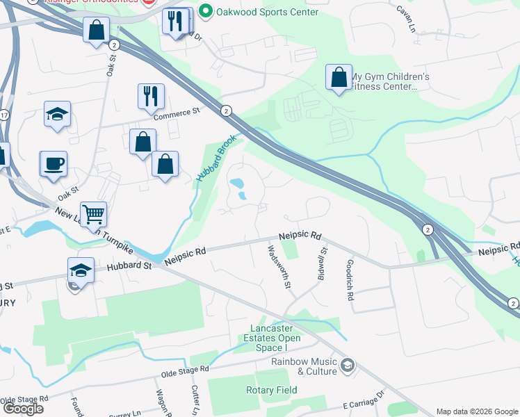 map of restaurants, bars, coffee shops, grocery stores, and more near 188 Georgetown Drive in Glastonbury