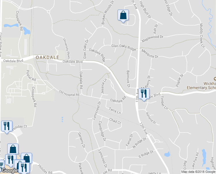 map of restaurants, bars, coffee shops, grocery stores, and more near 2240 Jessica Lane in Coralville