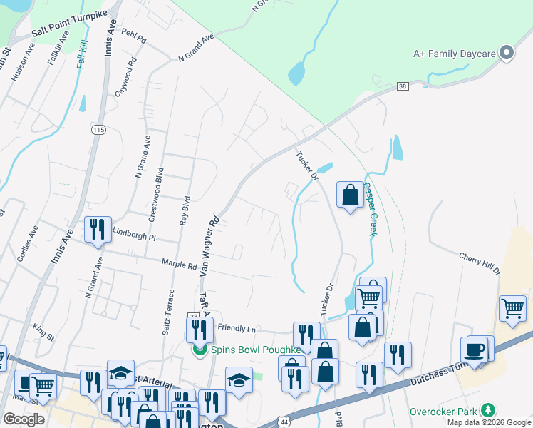 map of restaurants, bars, coffee shops, grocery stores, and more near 19 Cooper Road in Arlington