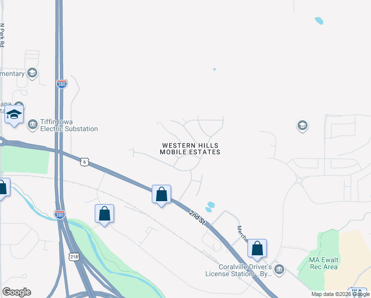 map of restaurants, bars, coffee shops, grocery stores, and more near 3701 2nd Street in Coralville