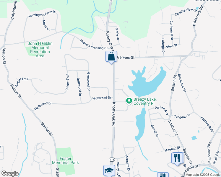 map of restaurants, bars, coffee shops, grocery stores, and more near 373 Knotty Oak Road in Coventry